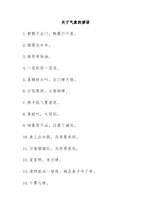 关于气象的谚语