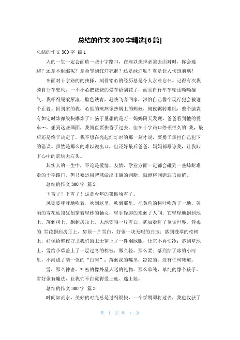 总结的作文300字精选[6篇]