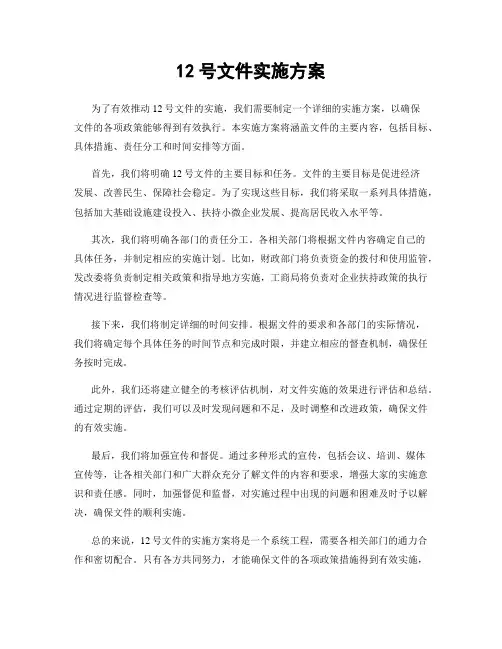 12号文件实施方案