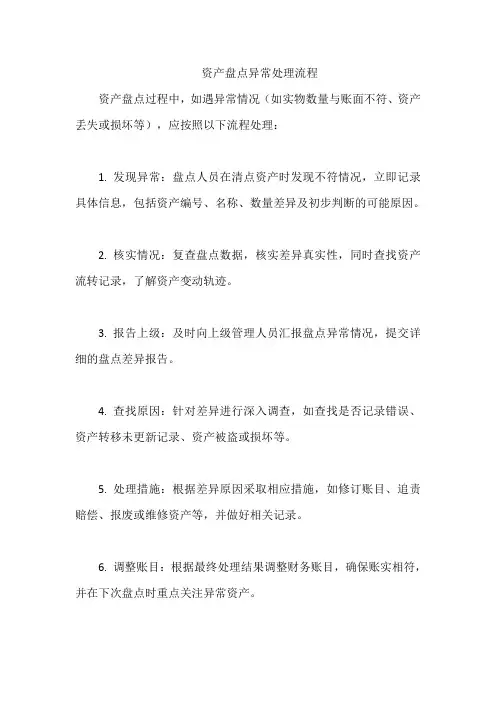 资产盘点异常处理流程