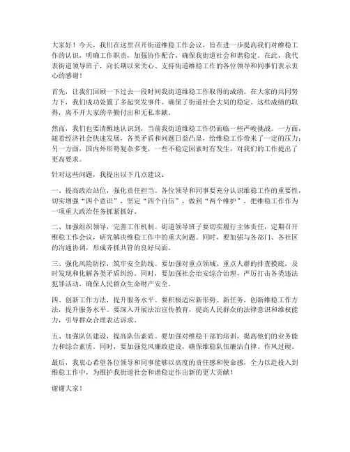 街道维稳会议发言稿范文
