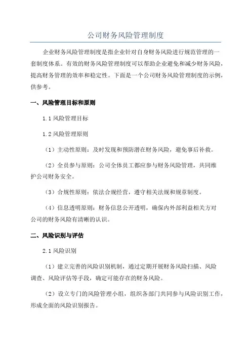 公司财务风险管理制度