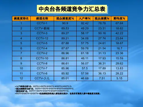 中央电视台各频道竞争力报告