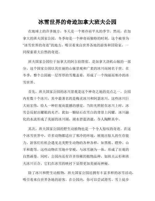 冰雪世界的奇迹加拿大班夫公园