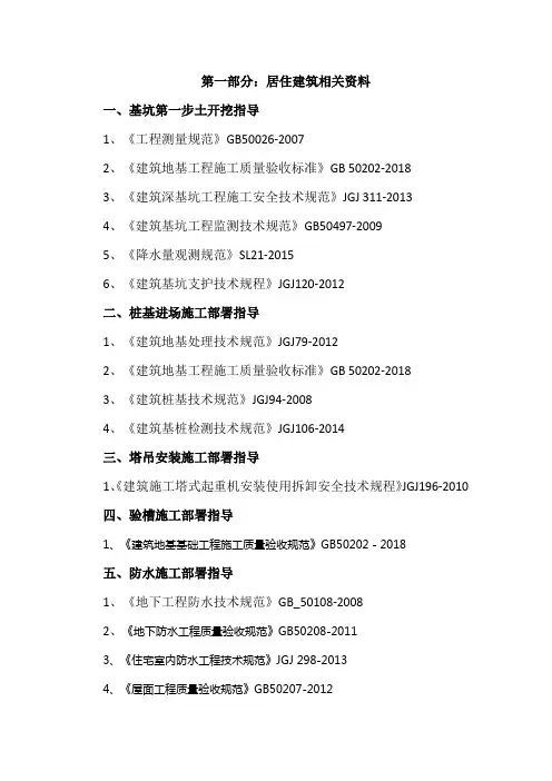 2019年建筑工程常用最新规范、图集整理汇总
