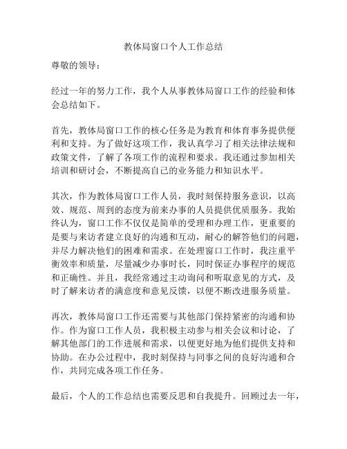 教体局窗口个人工作总结