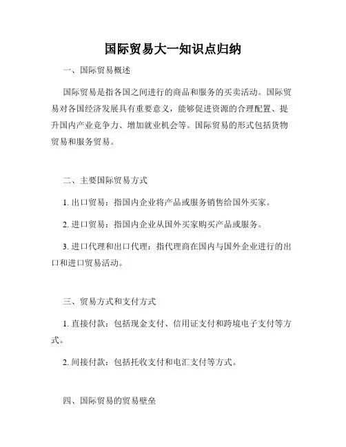 国际贸易大一知识点归纳