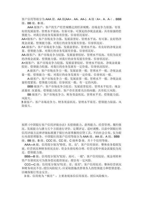 银行信用等级评定