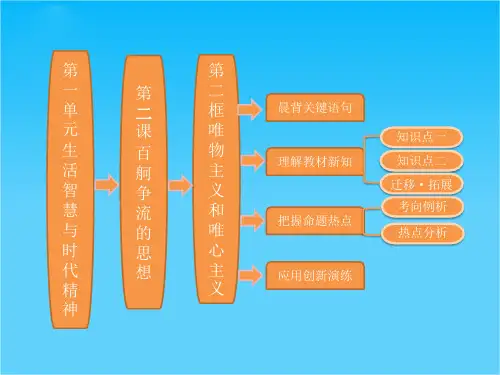 高二政治必修4课件(教师用书)1.2.2唯物主义和唯心主义