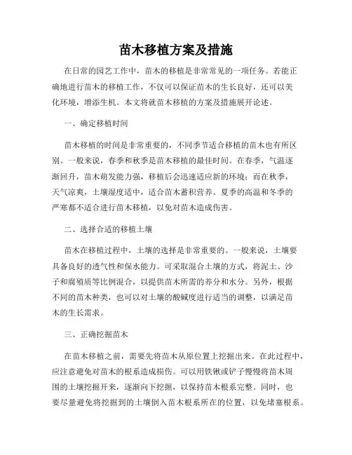 苗木移植方案及措施