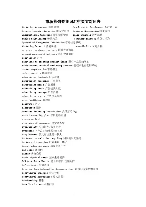 市场营销专业词汇中英文对照表