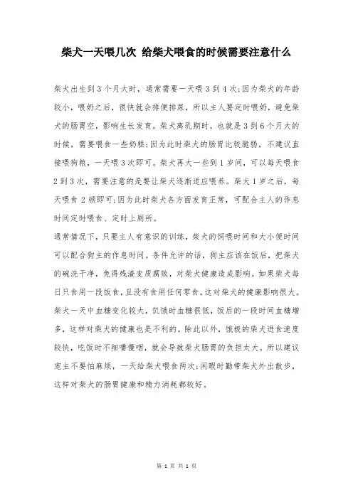 柴犬一天喂几次 给柴犬喂食的时候需要注意什么