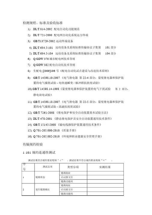 101、104通信规约测试大纲
