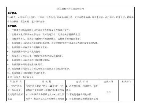 副总裁秘书岗位职责和权利