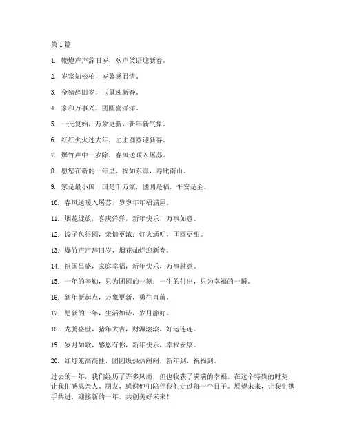 过年的年度总结文案短句(3篇)