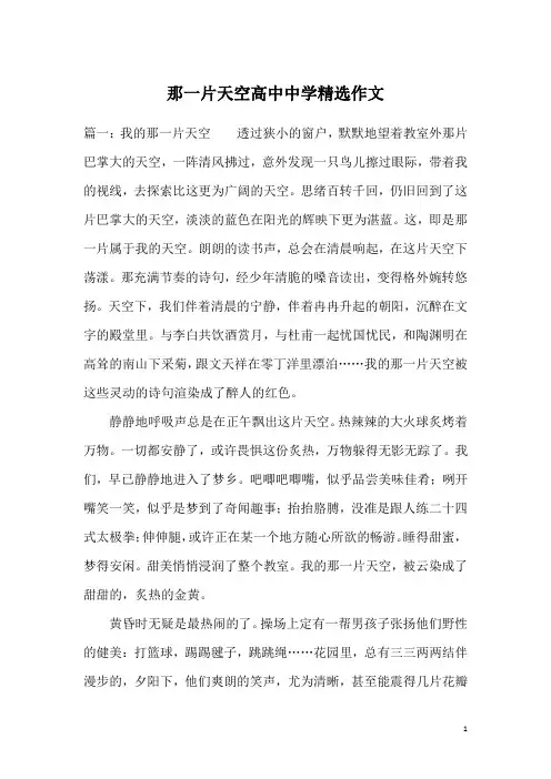 那一片天空高中中学精选作文