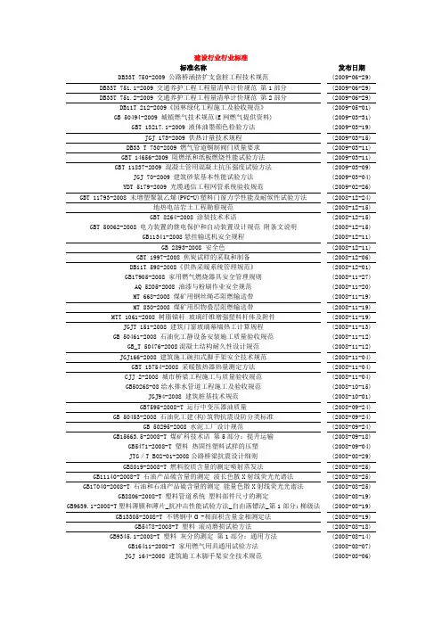 建设行业行业标准