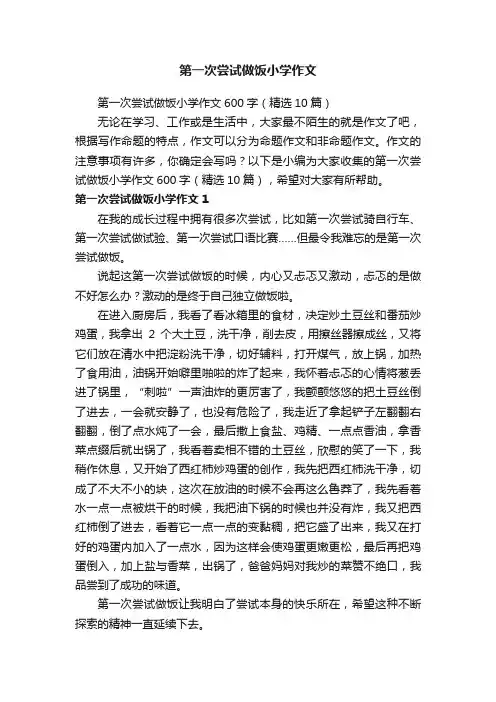 第一次尝试做饭小学作文600字（精选10篇）