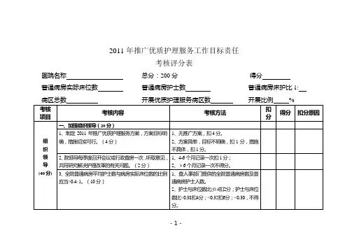 优质护理服务考核评分标准