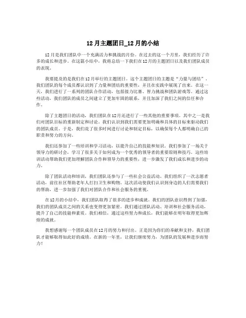 12月主题团日_12月的小结