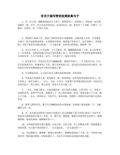 有关于描写雪的优美经典句子