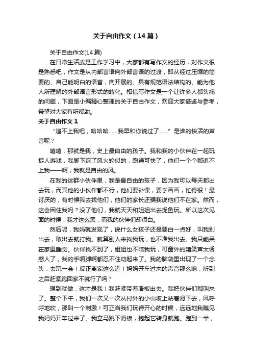 关于自由作文（14篇）