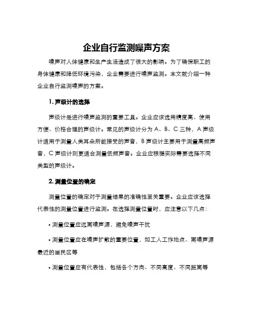企业自行监测噪声方案