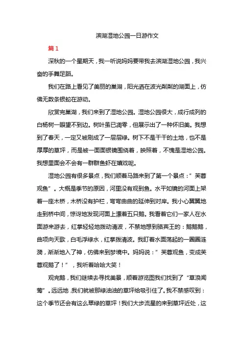 滨湖湿地公园一日游作文
