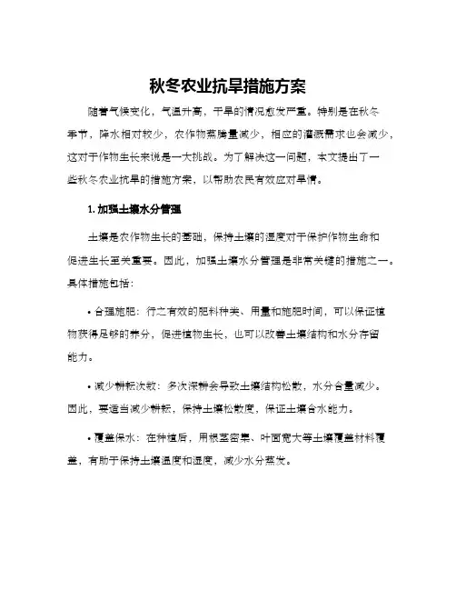 秋冬农业抗旱措施方案