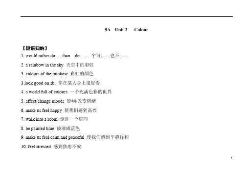 译林牛津9A Unit 2 知识点归纳