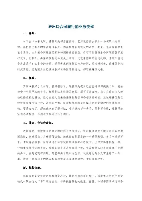 进出口合同履行的业务流程