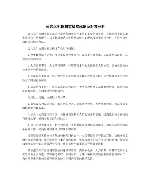 公共卫生检测实验室现况及对策分析