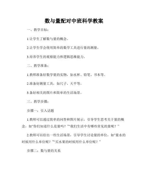 数与量配对中班科学教案