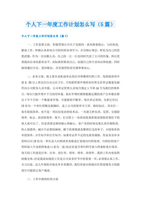 个人下一年度工作计划怎么写(5篇)