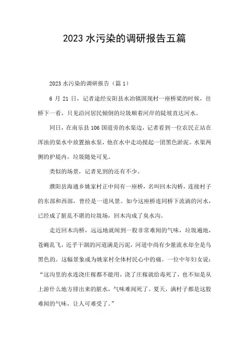 2023水污染的调研报告五篇