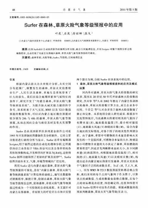 Surfer在森林、草原火险气象等级预报中的应用