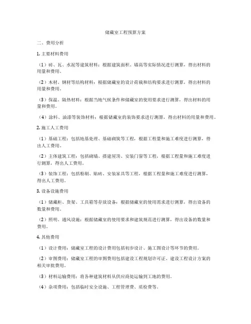 储藏室工程预算方案
