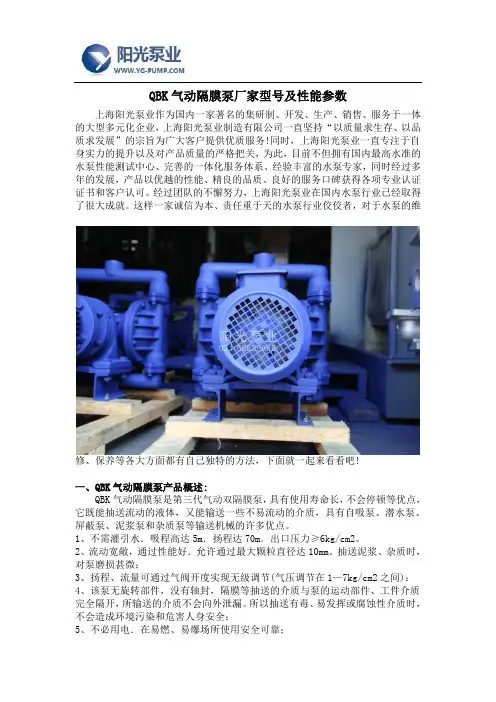 QBK气动隔膜泵厂家型号及性能参数