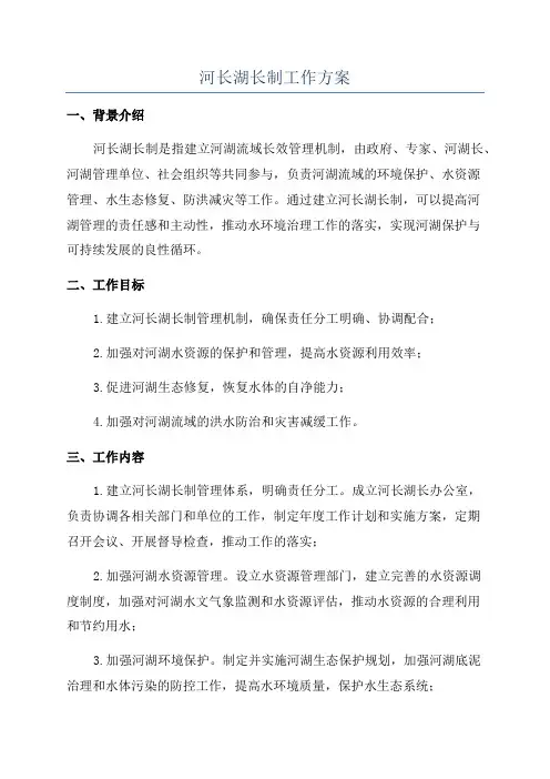 河长湖长制工作方案