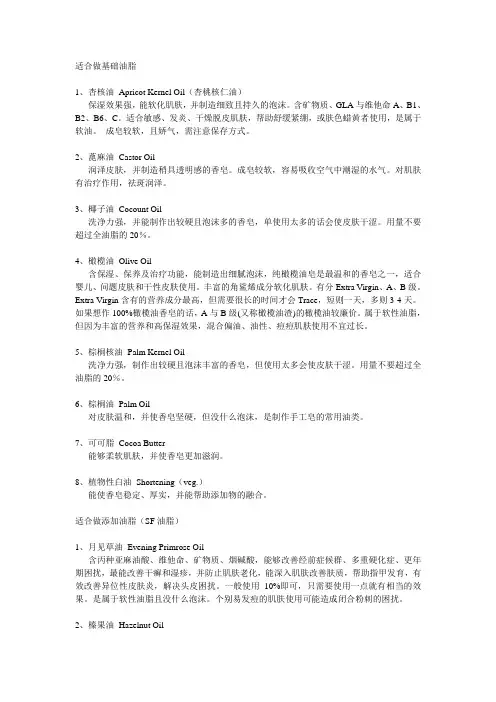看油脂成分选择适合自己的冷制皂：各种油脂的特性