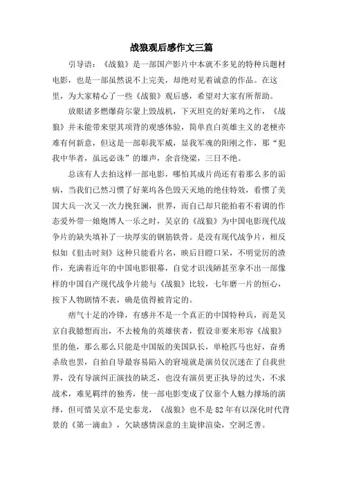 战狼观后感作文三篇