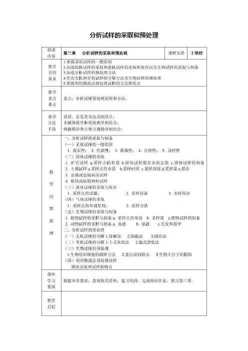 分析试样的采取和预处理