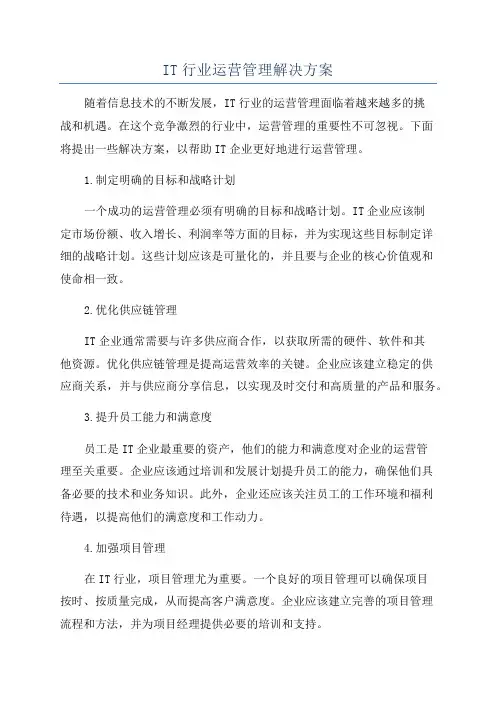 IT行业运营管理解决方案