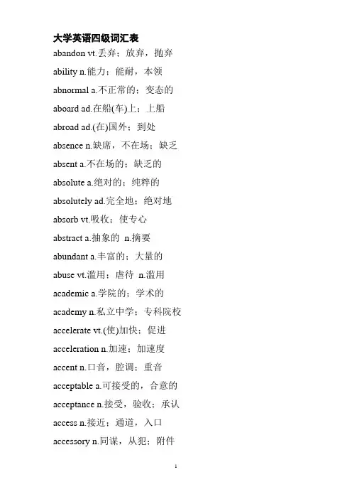 大学英语六级词汇表