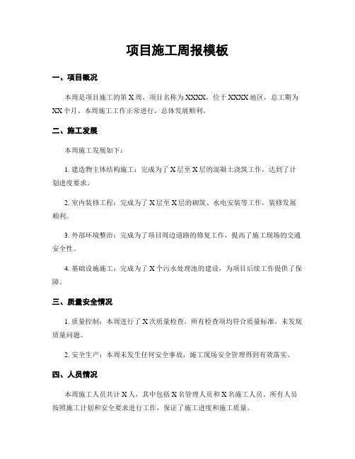 项目施工周报模板