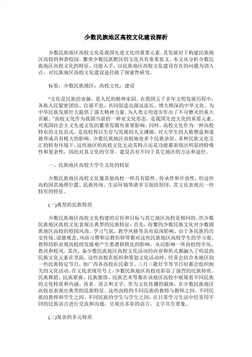 少数民族地区高校文化建设探析