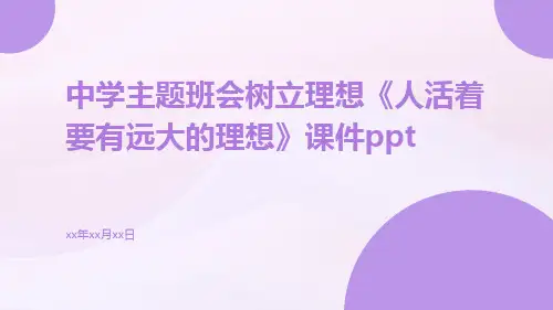 中学主题班会树立理想《人活着要有远大的理想》课件ppt