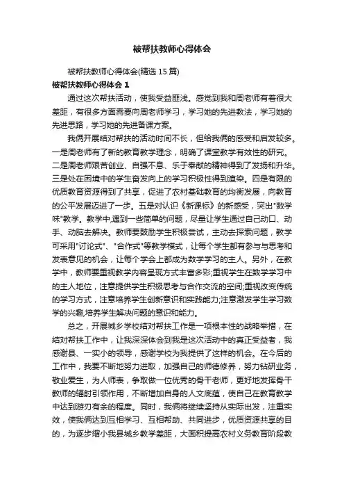 被帮扶教师心得体会