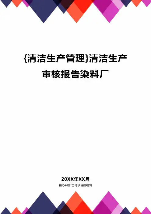 [清洁生产管理]清洁生产审核报告染料厂