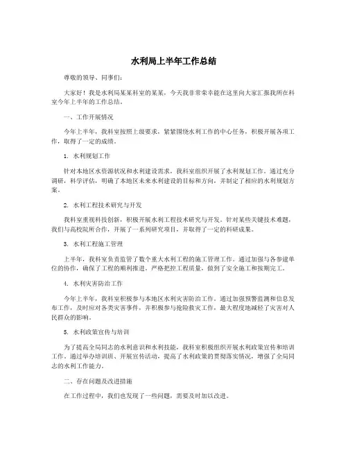 水利局上半年工作总结
